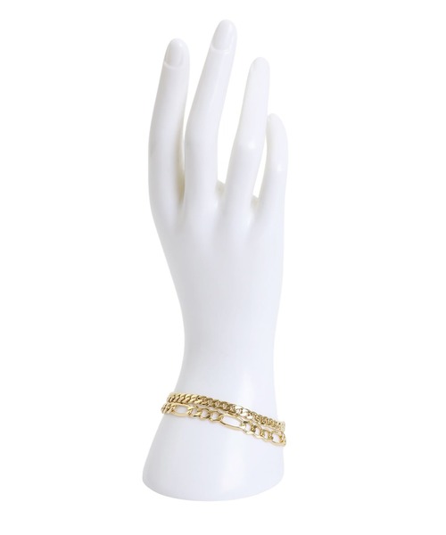 XOLO（ショロ）の「XOLO JEWELRY / ショロジュエリー：別注 Double Bracelet Basic 4mm & Figaro 6mm / GOLD：ONLYARK-9-2508[COR]（ブレスレット・メンズ・ゴールド・FREE）」の2枚目の写真