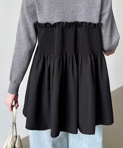 新品⭐︎異素材ドッキングトップス⭐︎定価２３１００円⭐︎デニム✖️ブラック☆送料込み セール】ビスチェドッキングペプラムトップス ドッキング ペプラム