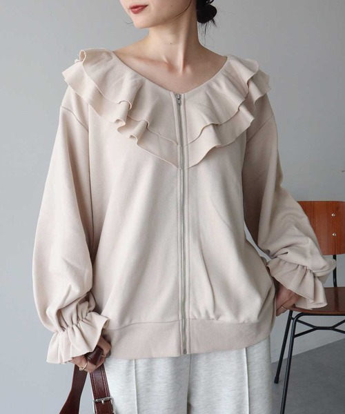 セール】フリルカラーZipウラケブルゾン（ブルゾン）｜earth