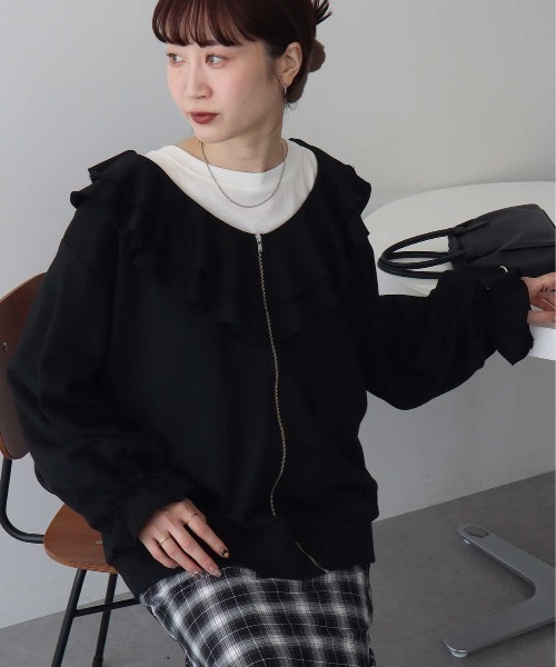 セール】フリルカラーZipウラケブルゾン（ブルゾン）｜earth