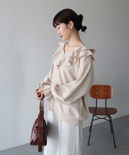 セール】フリルカラーZipウラケブルゾン（ブルゾン）｜earth