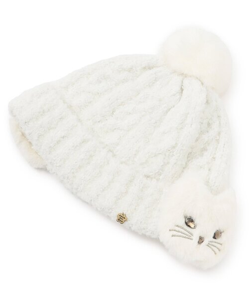 kaka様専用 モコモコ帽子 猫耳 くま耳 46～48cm ミキハウス] ニットフード ニット帽 ぼん天 くま 無地 日本製 ケーブル