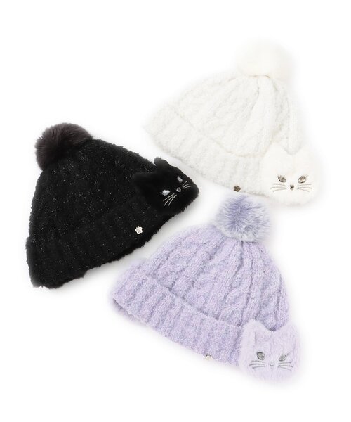 ネコ耳当てつきニット帽（ニットキャップ/ビーニー）｜ANNA SUI mini