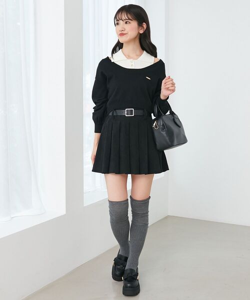 MAJESTIC LEGON（マジェスティックレゴン）の「襟付ノースリニットセットオフショルニット（ニット/セーター・レディース・ブラック/チャコールグレー/ブラウン・MEDIUM）」の18枚目の写真