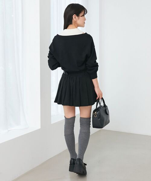MAJESTIC LEGON（マジェスティックレゴン）の「襟付ノースリニットセットオフショルニット（ニット/セーター・レディース・ブラック/チャコールグレー/ブラウン・MEDIUM）」の16枚目の写真