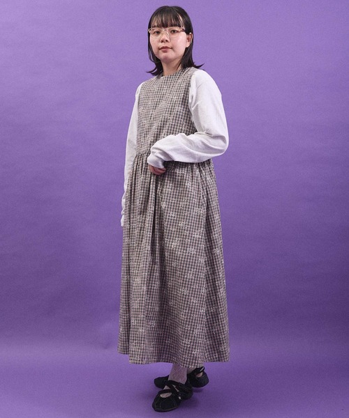 I am I in fact...（アイアムアイインファクト）の「ANGEL CHECK　onepiece（ワンピース・レディース・グレー/ベージュ・FREE）」の22枚目の写真