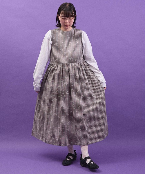 I am I in fact...（アイアムアイインファクト）の「ANGEL CHECK　onepiece（ワンピース・レディース・グレー/ベージュ・FREE）」の8枚目の写真