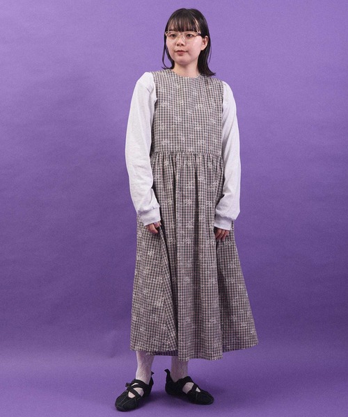 I am I in fact...（アイアムアイインファクト）の「ANGEL CHECK　onepiece（ワンピース・レディース・グレー/ベージュ・FREE）」の6枚目の写真