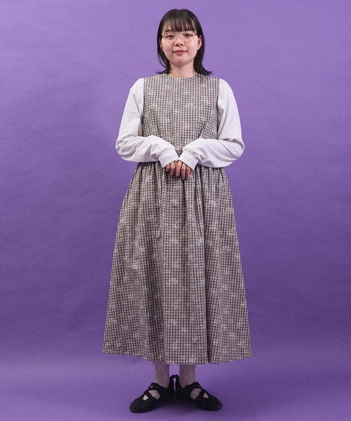 I am I in fact...（アイアムアイインファクト）の「ANGEL CHECK　onepiece（ワンピース・レディース・グレー/ベージュ・FREE）」の7枚目の写真