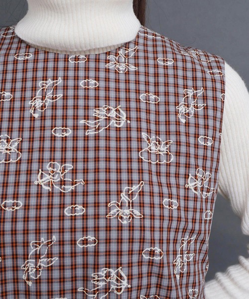 I am I in fact...（アイアムアイインファクト）の「ANGEL CHECK　onepiece（ワンピース・レディース・グレー/ベージュ・FREE）」の9枚目の写真