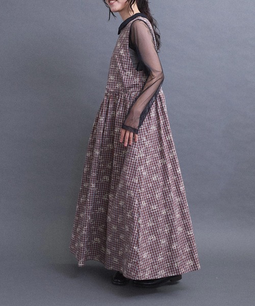I am I in fact...（アイアムアイインファクト）の「ANGEL CHECK　onepiece（ワンピース・レディース・グレー/ベージュ・FREE）」の12枚目の写真