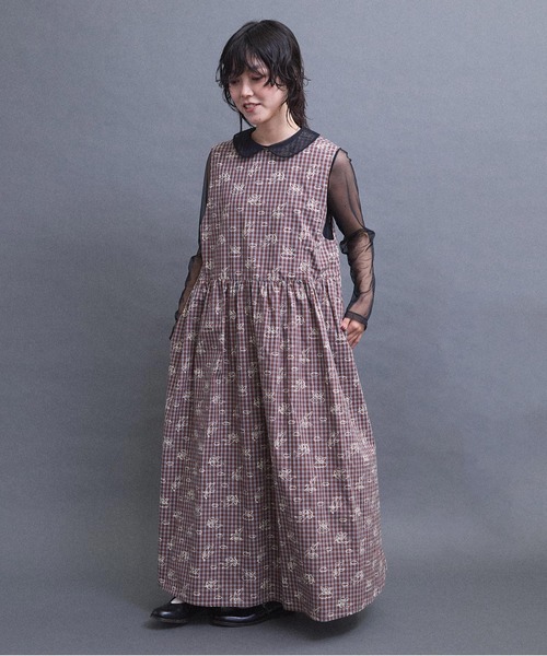 I am I in fact...（アイアムアイインファクト）の「ANGEL CHECK　onepiece（ワンピース・レディース・グレー/ベージュ・FREE）」の18枚目の写真