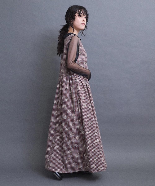 I am I in fact...（アイアムアイインファクト）の「ANGEL CHECK　onepiece（ワンピース・レディース・グレー/ベージュ・FREE）」の16枚目の写真