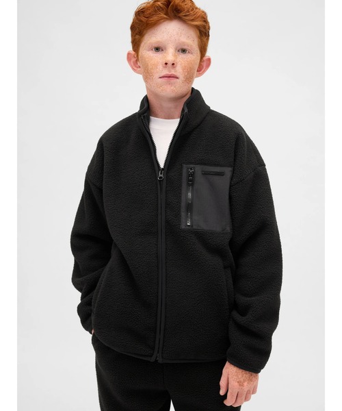 リラックスフィット ボアジャケット (キッズ)（スウェット）｜GAP