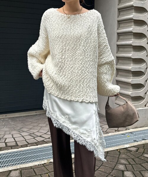 DouDou（ドゥドゥ）の「アシメレースキャミ（キャミソール・レディース・アイボリー/ブラック/ライトベージュ/ブラウン・FREE）」の11枚目の写真