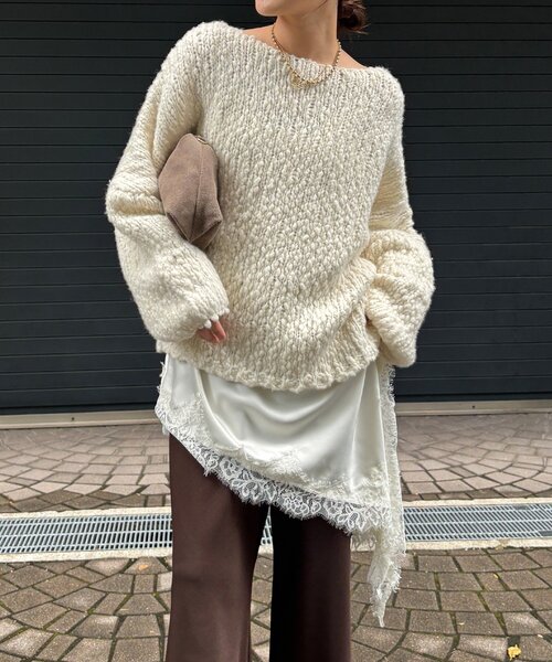 DouDou（ドゥドゥ）の「アシメレースキャミ（キャミソール・レディース・アイボリー/ブラック/ライトベージュ/ブラウン・FREE）」の12枚目の写真