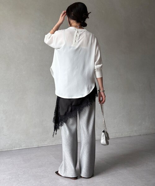 DouDou（ドゥドゥ）の「アシメレースキャミ（キャミソール・レディース・アイボリー/ブラック/ライトベージュ/ブラウン・FREE）」の14枚目の写真