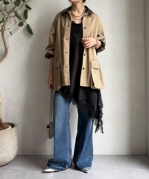 DouDou（ドゥドゥ）の「アシメレースキャミ（キャミソール・レディース・アイボリー/ブラック/ライトベージュ/ブラウン・FREE）」の20枚目の写真