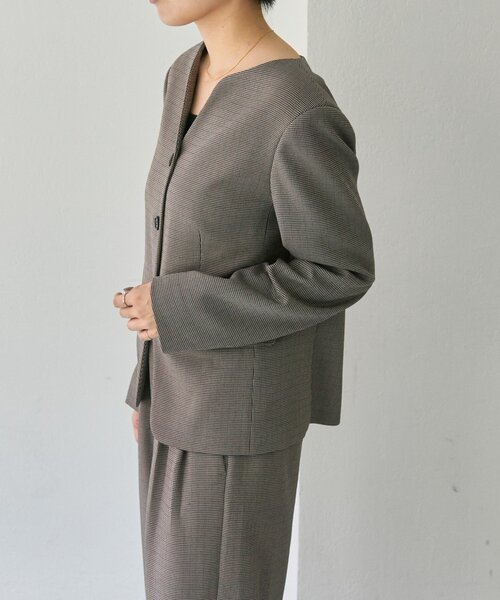 ear PAPILLONNER(イアパピヨネ)の「ガンクラブチェックノーカラージャケット【SUM1 STYLE】(その他アウター・レディース・ブラック・FREE)」の13枚目の写真