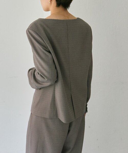 ear PAPILLONNER(イアパピヨネ)の「ガンクラブチェックノーカラージャケット【SUM1 STYLE】(その他アウター・レディース・ブラック・FREE)」の14枚目の写真