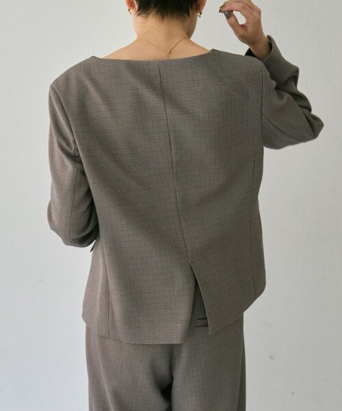 ear PAPILLONNER(イアパピヨネ)の「ガンクラブチェックノーカラージャケット【SUM1 STYLE】(その他アウター・レディース・ブラック・FREE)」の15枚目の写真