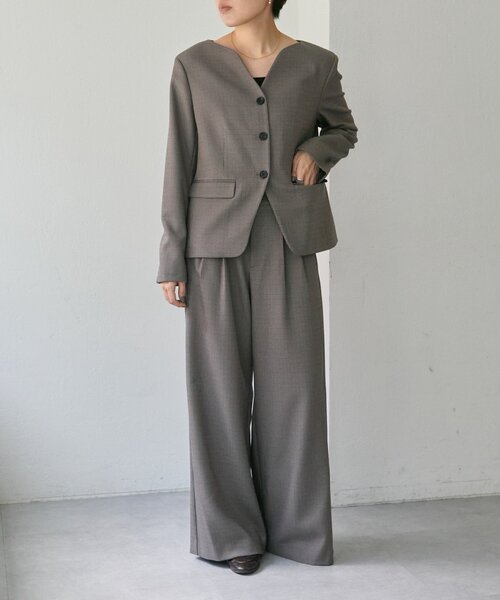 ear PAPILLONNER(イアパピヨネ)の「ガンクラブチェックノーカラージャケット【SUM1 STYLE】(その他アウター・レディース・ブラック・FREE)」の16枚目の写真