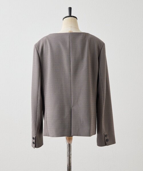 ear PAPILLONNER(イアパピヨネ)の「ガンクラブチェックノーカラージャケット【SUM1 STYLE】(その他アウター・レディース・ブラック・FREE)」の4枚目の写真