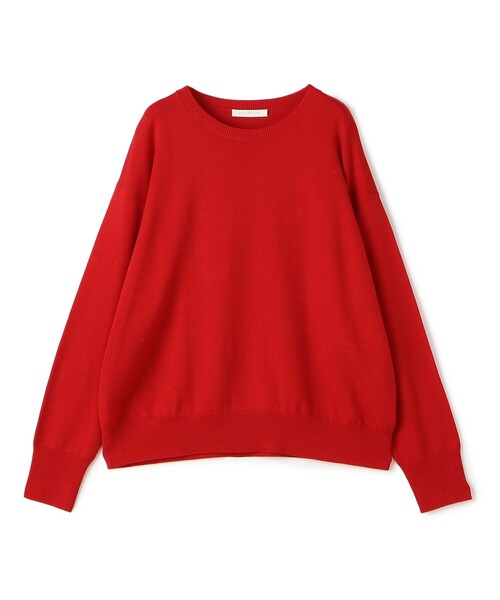 crewre 赤色 長袖ニットセーター ヤクライククルーネックニット(39-0246)