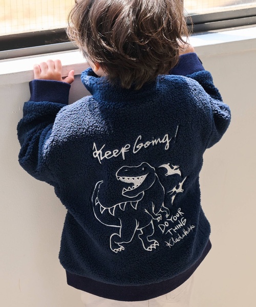 kladskap（クレードスコープ）の「恐竜ボアブルゾン（ブルゾン・キッズ・ネイビー/アイボリー・110cm/120cm/130cm/90cm/100cm）」の2枚目の写真