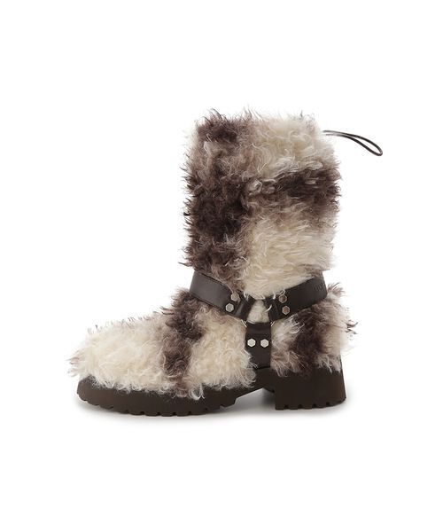 LILY BROWN（リリーブラウン）の「ハーネスストラップファーブーツ（ブーツ・レディース・ベージュ・S）」の4枚目の写真