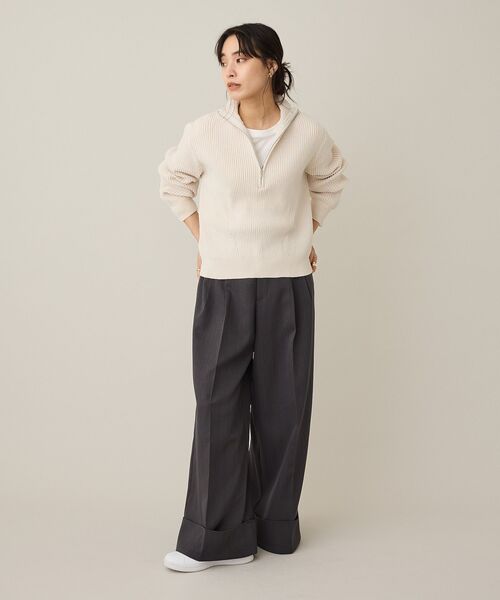 CRAFT STANDARD BOUTIQUE（クラフトスタンダードブティック）の「ミニモールハーフジップニットプルオーバー＜ハンドウォッシャブル＞◆（ニット/セーター・レディース・オフホワイト/ブルー系その他7/ダークグレー・FREE）」の11枚目の写真