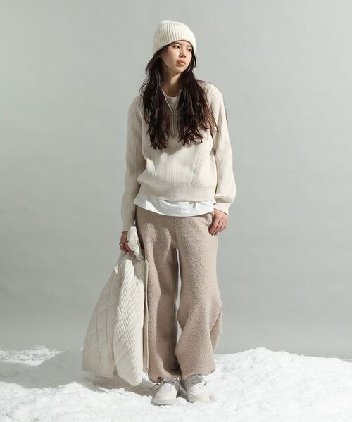 CRAFT STANDARD BOUTIQUE（クラフトスタンダードブティック）の「ミニモールハーフジップニットプルオーバー＜ハンドウォッシャブル＞◆（ニット/セーター・レディース・オフホワイト/ブルー系その他7/ダークグレー・FREE）」の16枚目の写真