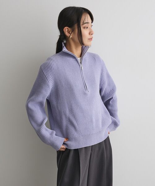 CRAFT STANDARD BOUTIQUE（クラフトスタンダードブティック）の「ミニモールハーフジップニットプルオーバー＜ハンドウォッシャブル＞◆（ニット/セーター・レディース・オフホワイト/ブルー系その他7/ダークグレー・FREE）」の21枚目の写真