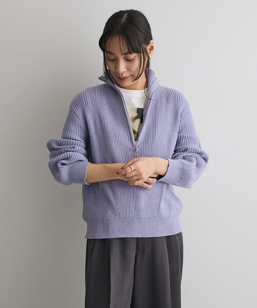 CRAFT STANDARD BOUTIQUE（クラフトスタンダードブティック）の「ミニモールハーフジップニットプルオーバー＜ハンドウォッシャブル＞◆（ニット/セーター・レディース・オフホワイト/ブルー系その他7/ダークグレー・FREE）」の22枚目の写真
