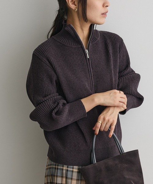 CRAFT STANDARD BOUTIQUE（クラフトスタンダードブティック）の「ミニモールハーフジップニットプルオーバー＜ハンドウォッシャブル＞◆（ニット/セーター・レディース・オフホワイト/ブルー系その他7/ダークグレー・FREE）」の2枚目の写真