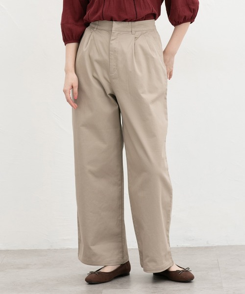 Honeys(ハニーズ)の「チノワイドストレート(股下69cm)(チノパンツ・レディース・ライトベージュ/ベージュ/ブラック・S/M/L/LL)」の2枚目の写真