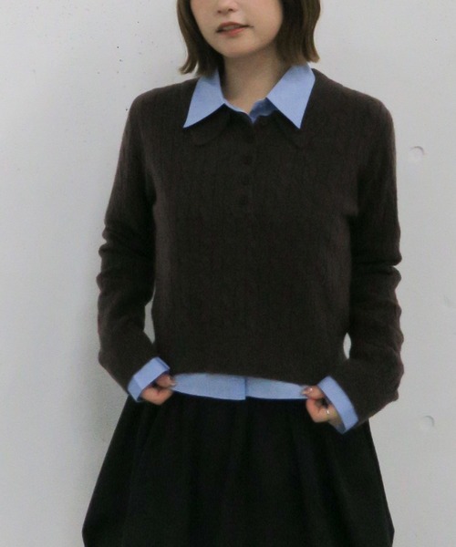 archives（アルシーヴ）の「ケーブルポロニット×シャツセット（Tシャツ/カットソー・レディース・グレー/チャコールグレー/ブラウン・MEDIUM）」の22枚目の写真