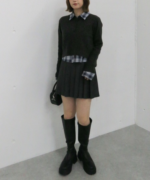 archives（アルシーヴ）の「ケーブルポロニット×シャツセット（Tシャツ/カットソー・レディース・グレー/チャコールグレー/ブラウン・MEDIUM）」の17枚目の写真