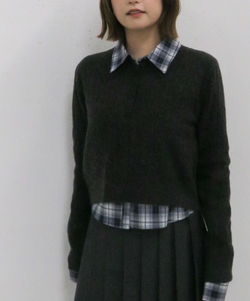 archives（アルシーヴ）の「ケーブルポロニット×シャツセット（Tシャツ/カットソー・レディース・グレー/チャコールグレー/ブラウン・MEDIUM）」の14枚目の写真