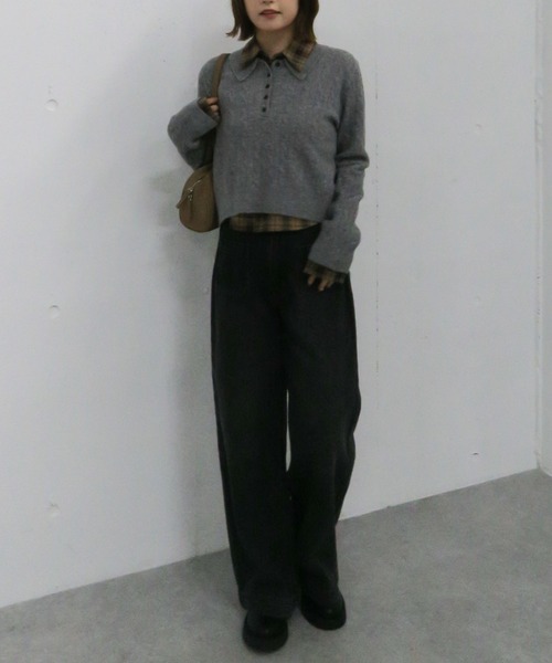 archives（アルシーヴ）の「ケーブルポロニット×シャツセット（Tシャツ/カットソー・レディース・グレー/チャコールグレー/ブラウン・MEDIUM）」の11枚目の写真