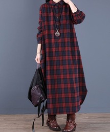 SallyLunn（サリーラン）の「秋冬チェックシャツワンピース（ワンピース）」