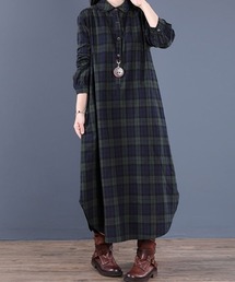SallyLunn（サリーラン）の「秋冬チェックシャツワンピース（ワンピース）」