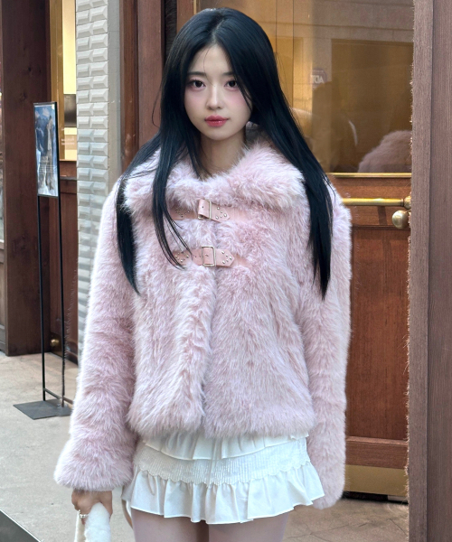 パピーショートファージャケットピンク（ムートンコート）｜ILLIGO