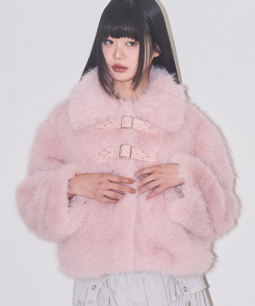 パピーショートファージャケットピンク（ムートンコート）｜ILLIGO