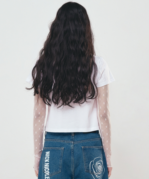 NICK&NICOLE(ニックアンドニコール)の「ROSE SIGNATURE CROP TOP_WHITE GREEN(Tシャツ/カットソー・レディース・その他・FREE)」の3枚目の写真