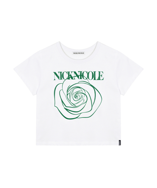 NICK&NICOLE(ニックアンドニコール)の「ROSE SIGNATURE CROP TOP_WHITE GREEN(Tシャツ/カットソー・レディース・その他・FREE)」の4枚目の写真