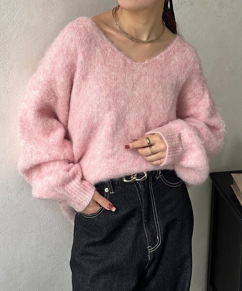 アルパカ混Vネックゆるニット（ニット/セーター）｜Thevon（ゼボン）の