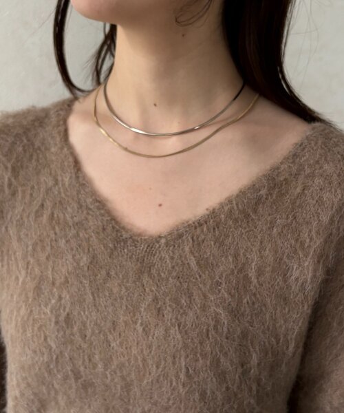 Thevon（ゼボン）の「アルパカ混Vネックゆるニット（ニット/セーター・レディース・アイボリー/サックスブルー/ピンク/モカ・FREE）」の17枚目の写真