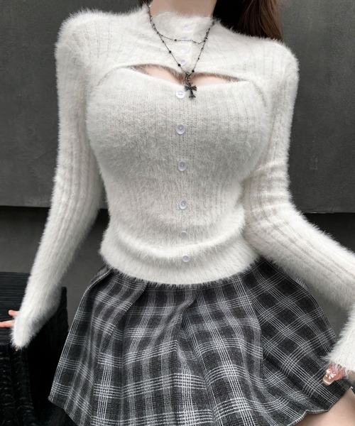 VEILA(ヴェイラ)の「シャギーボレロ付きニットトップス(ニット/セーター・レディース・グレー/ベージュ/ブラック・フリー)」の1枚目の写真