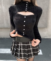 シャギーボレロ付きニットトップス